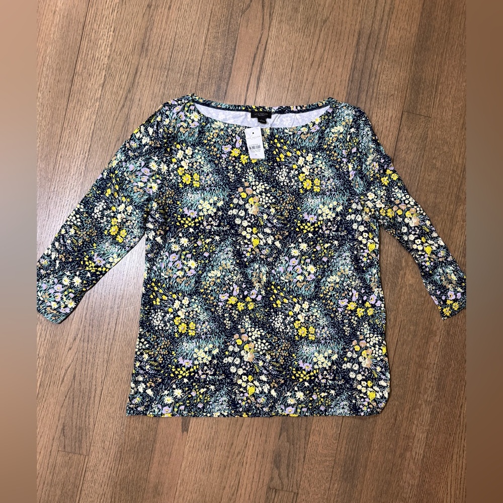 New Ann Taylor Factory Floral Print Women's 3/4 Sleeve Top-Size Medium